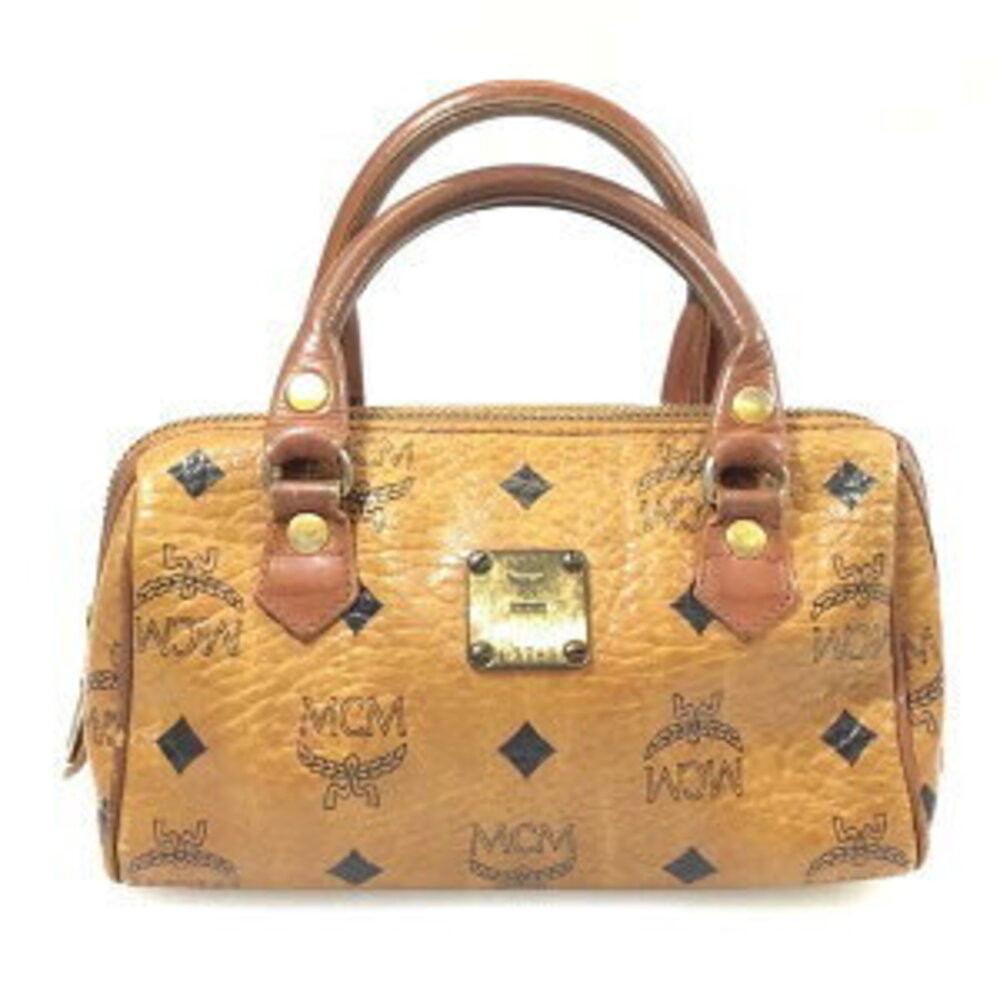 MCM Boston Bag Brown Leather Logo